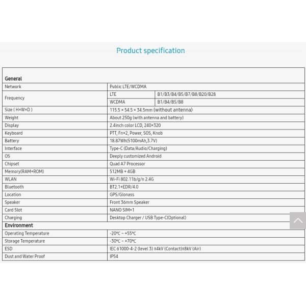Caltta E360 / E320 3G WCDMA Full Netcom Network 4G LTE POC Two Way Radio Android Individual Terminal ZTE Global Public network Walkie Talkie