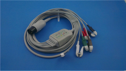 Professional 3 Lead Ecg Cable , 5 Lead Ecg Cable TPU Cable Material