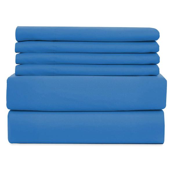 YARN DYED 100% Polyester Fibre 6pcs Bamboo Solid Microfiber Fabric Bedding Sheet Set