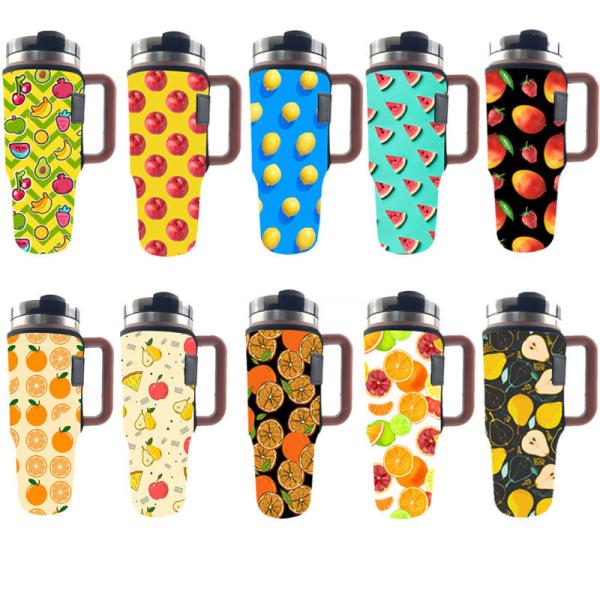 Custom Sublimation Printing 40oz Handle Tumbler Cup Sleeve Neoprene 40oz Stanleys Tumbler Cup Holder Carrier Bag