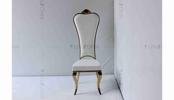 White PU wholesale bride and groom wedding stainless steel gold high chair