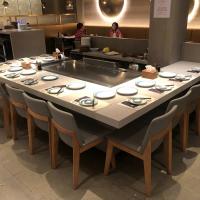 Mesa de churrasco de aço inoxidável 304 Teppanyaki com aquecimento a gás