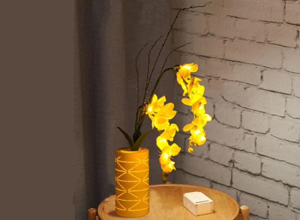 LED simulation Phalaenopsis vase lamp interior decorator warm light small night light seven color flowers