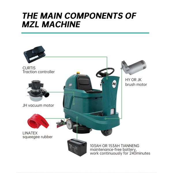 Automatic Ride On Floor Scrubber Cleaner For Hospital Garage