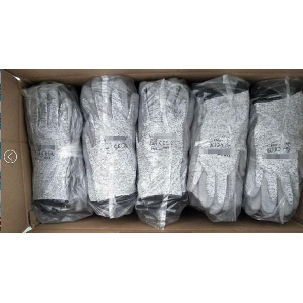 Highly Durable HPPE PU Coated Cut Resistant Level 5 Safety Work Gloves for Industrial