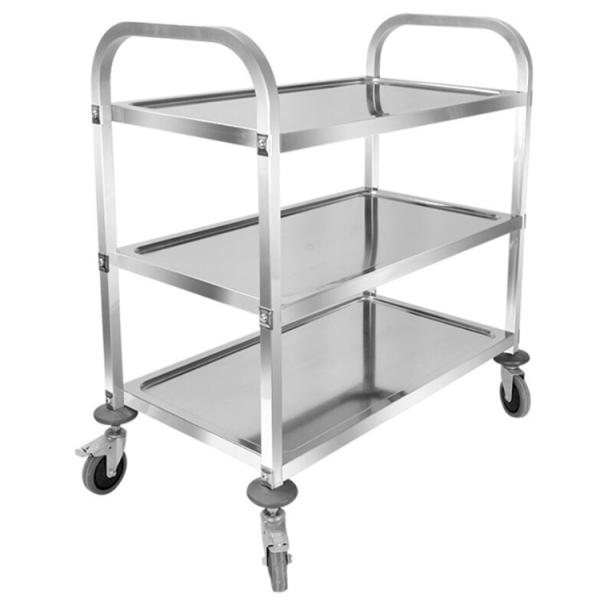 3 Layers Stainless Steel Storage Shelves Hand Trolley Cart Supermarket Equipment
