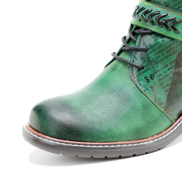 Женские кожаные ботинки с низким каблуком