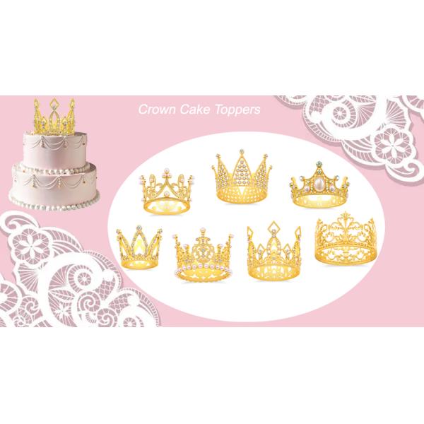 Gold Crown Cake Topper, 6 Pieces Happy Birthday Cake Toppers, Princess Crown Cake Decorations, Mini Crowns For Flower