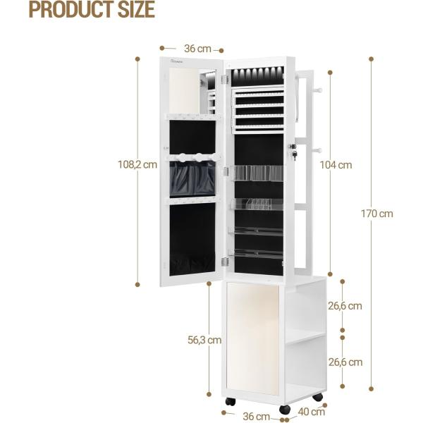 Cabinet de espejos de madera de longitud completa sin marco Cabinet de joyas de espejo moderno