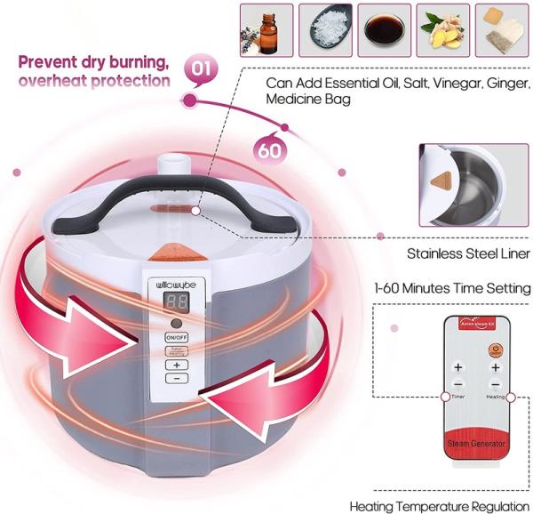 Lady Pink Portable Steam Personal European Women's Favorite Saunas Home Computer Control Panel For Detox Full Body Sauna Room With Chair
