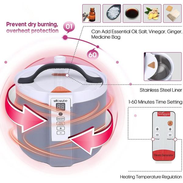 Lady Pink Portable Steam Personal European Women's Favorite Saunas Home Computer Control Panel For Detox Full Body Sauna Room With Chair