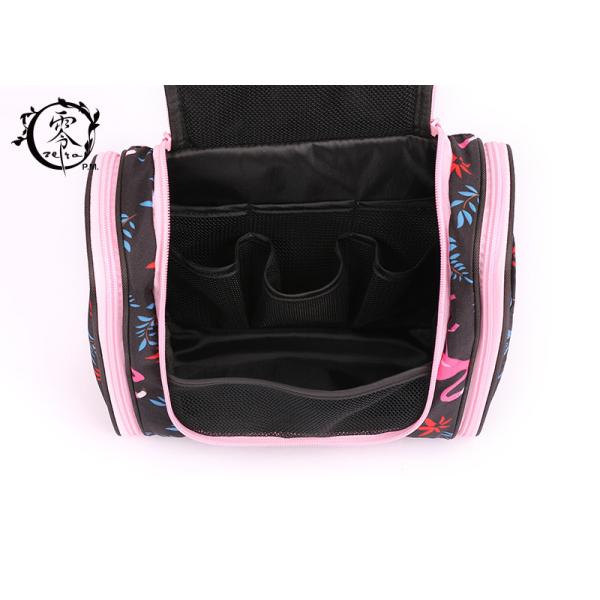 Large Size Portable Makeup Bag , Waterproof Canvas Travel Pink Crane Lady Cosmetic Bag