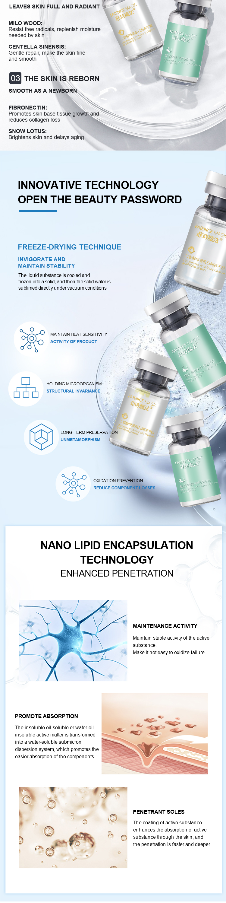 Custom Sodium Hyaluronate Freeze Dried Powder Repair Peptides Serum Skin Care Serum Oligopeptide Anti Wrinkle Lyophilized Powder