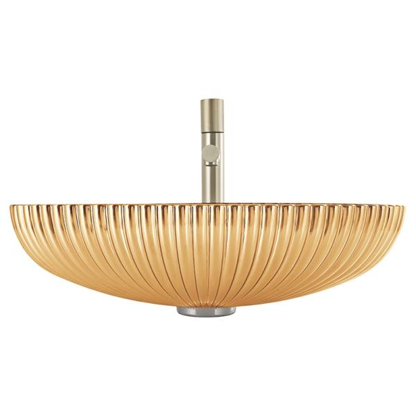 OEM Sturdy Glass Vessel Basins 18k Gold Color Interior 135mm Height