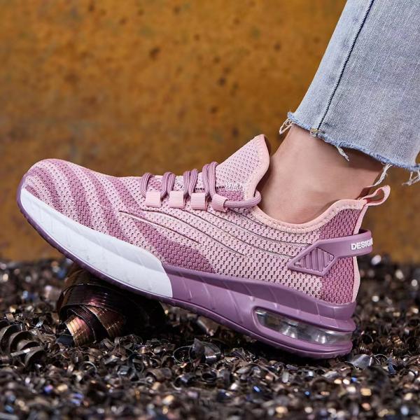 Zapatos de oficina de acero rosa para los pies zapatos deportivos resistentes al deslizamiento para mujeres