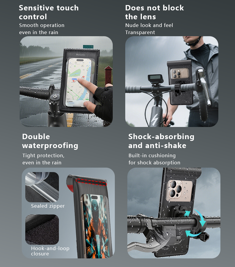 IP67 Waterproof Phone Bag with 360° Rotation and Sensitive Touch Control for Bicycles and Electric Vehicles