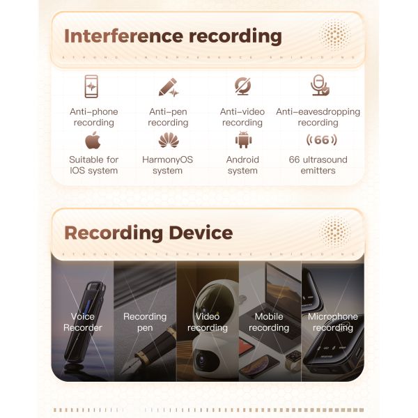 Prevent Sound Recorder and Voice Recorder Interference Plastic Anti Audio Recording Safety Device with 2-8m Distance