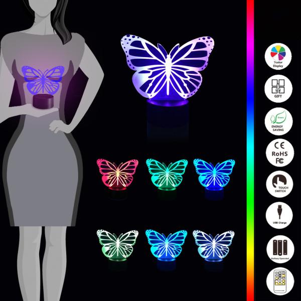 Butterfly 3D Night Light 7 Colors Change with Remote Control As Birthday Gifts For Baby Room Decoration