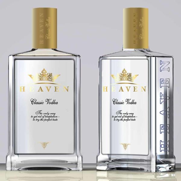 La bouteille de estampillage chaude 700ml de vodka du ciel 500ml a gravé le logo