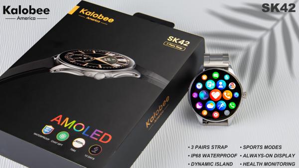 SK42 Montre Connectée Ultra Fine Appel BT Lecteur de Musique Écran Amoled