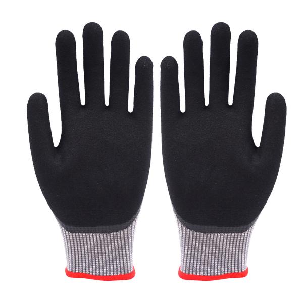 Gants de travail résistants aux coupures revêtus de nitrile de calibre 13 Fonctionnalité d'écran tactile revêtu de palme