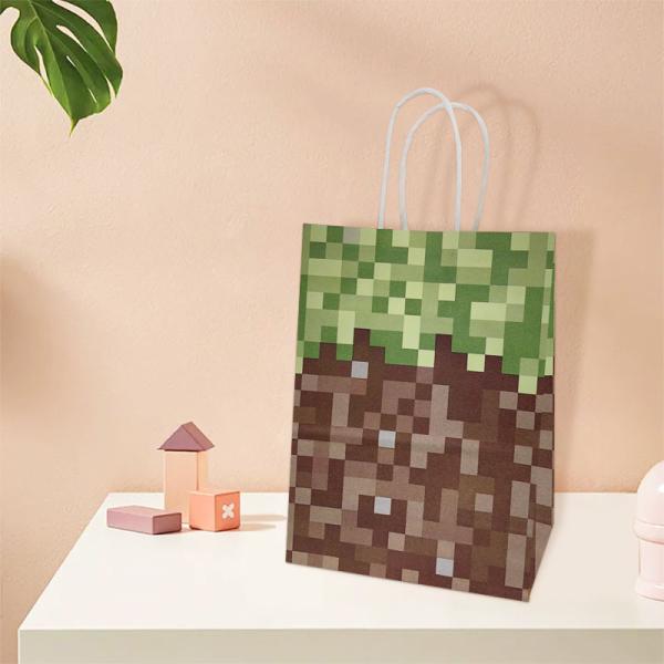 Hand Length Handle Purple Kraft Paper Candy Bags for Wedding and Gift Packaging