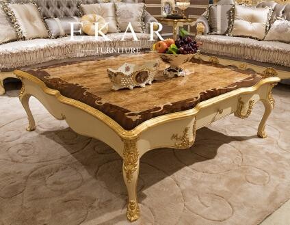 Luxury Antique Rectangle Coffee Table Hand Carved Wooden Coffee Table