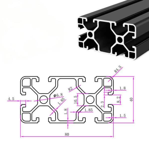 Profilé en alliage d'aluminium extrudé 40*80, profilé en aluminium extrudé à fente en T
