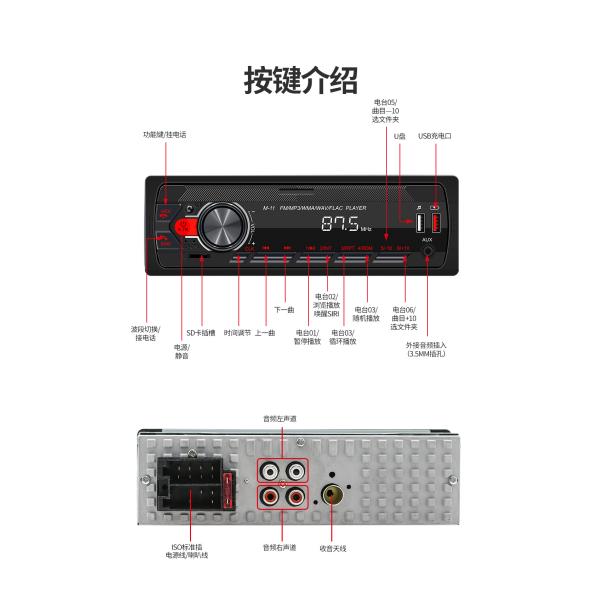 Creatall 12V Car MP3 Player with BT Wireless Hands-Free FM Radio Colorful Lights Audio System Modification New & Improved