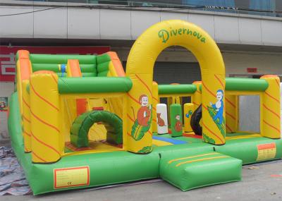 Small Cartoon Theme Inflatable Fun Island , Inflatable Playground With Giant Blow Up Slide