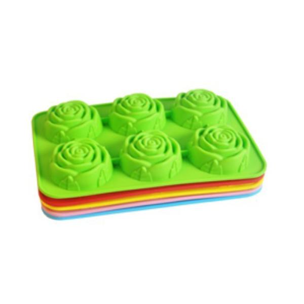Silicone manufacturer Silicone baking tools 6 cups rose flower shaped silicone mold SB-010