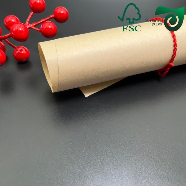 50gsm One Side Glossy Food Grade MG Brown Kraft Paper FSC Wrapping Paper