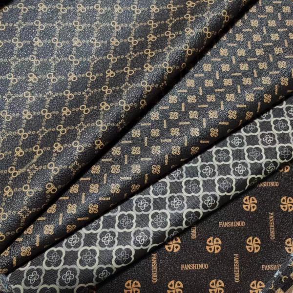 Vintage Letter Printed PVC Leather For Bags Soft Brush Bottom Eco Friendly