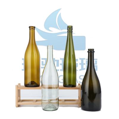 750 ml de garrafas de vidro de gelo verde escuro de vinho de Bordeaux para soluções de embalagem de vinho