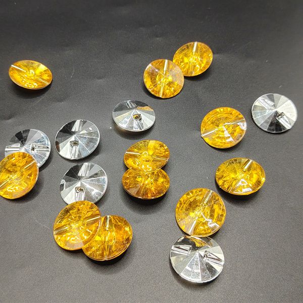 Modern Style Round Resin Crystal Button Yellow Acrylic for Sofa & Home Decor-for Bathroom & Living Room