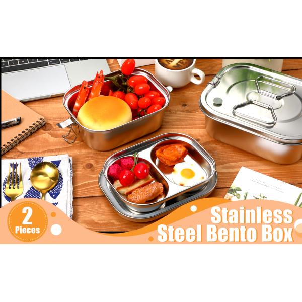 Stainless Steel Bento Box Metal Lunch Box Containers Leak-proof For Adults Dual Tiers Metal Lunch Box Container