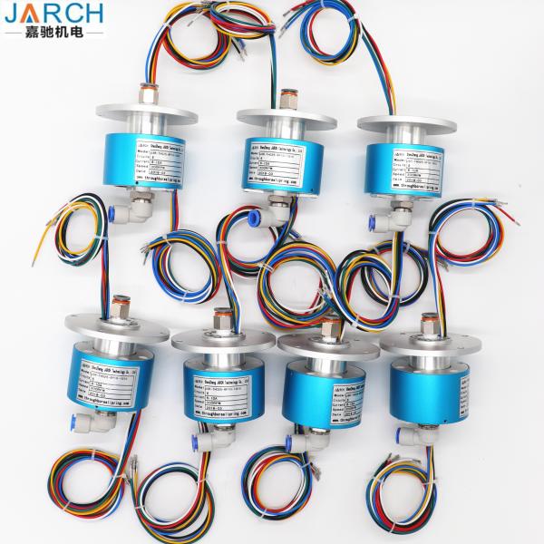 Military Electro Pneumatic Rotary Union 6 Rings 5A Slip Rings Connect With Air Pipe 10mm