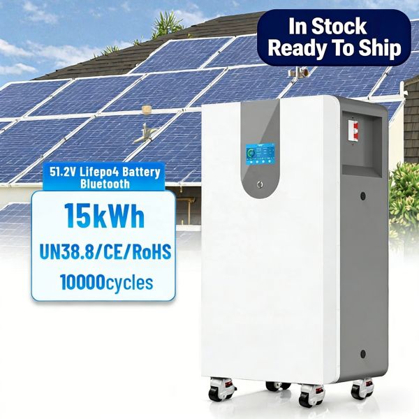 EXLIPORC 51.2V 15KWh 300Ah LifePo4 Battery Powerwall Home Storage Built-in BMS System Bateria Solar Backup Power