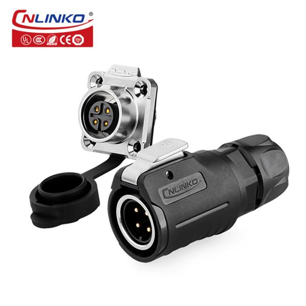 CNLINKO M16 10A DC AC Power Supply Cables Connector Waterproof IP68 4 Pin Metal and Plastic Connector LED Lighting Plug Socket