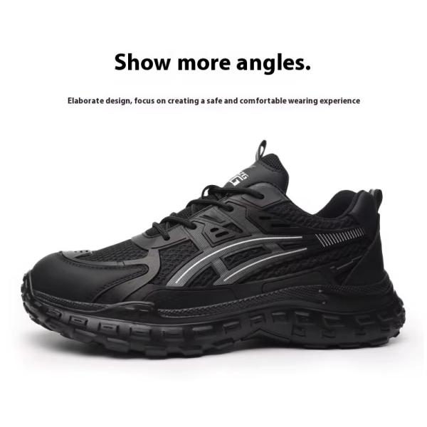 Zapatos de seguridad cómodos Transpirables PU Tejido Volador Zapatos de trabajo Puntera de acero Antigolpes Suela de EVA Entresuela de Kevlar Anti-pinchazos