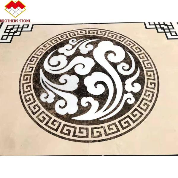 Custom Mosaic Floor Water Jet Medallion Natural Wall Decoration Marble