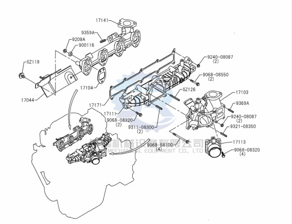 Manifold Exhaust J05e J08e Excavator Engine Parts VH17141E0080 For Sk200-8 Sk210lc-8