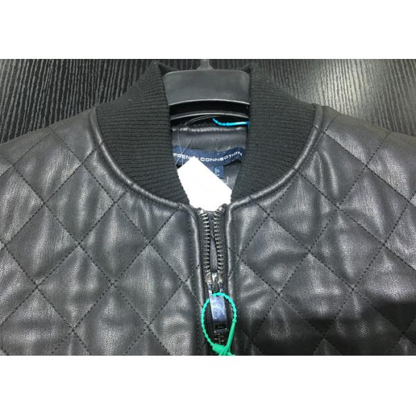 Winter Pleather Black Women Pleather Coats Ribbed Collar And Hem XS - XXL Size