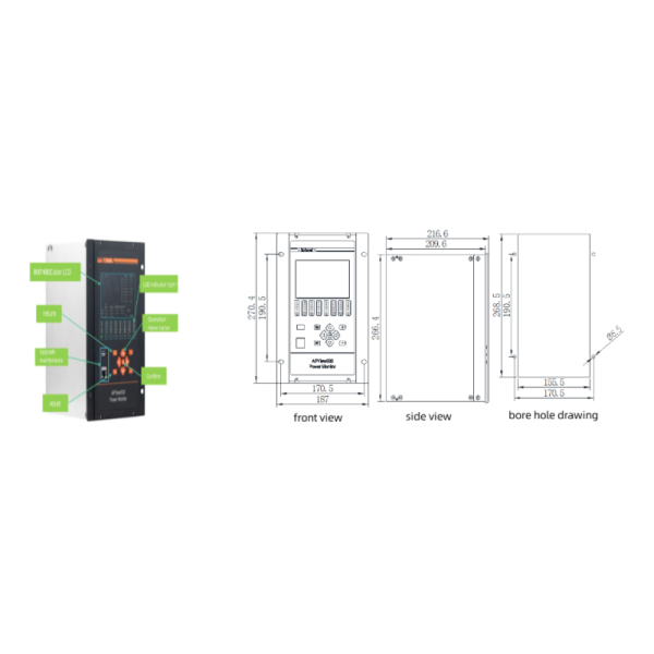 Acrel Power Quality Monitor APView500 RS485 (Modbus-RTU Modbus-TCP、IEC61850 MMS、FTP) Suitable For IndustryPV Storage Energy