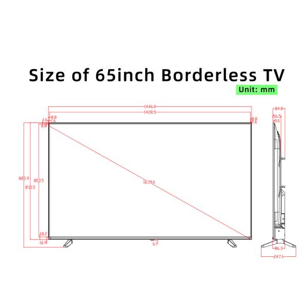 65 Smart TV For Hotels, Restaurants, Retail Stores,Corporate Environments, Ultra Slim Bezel, Sleek Aesthetics, Commercial-grade Performance
