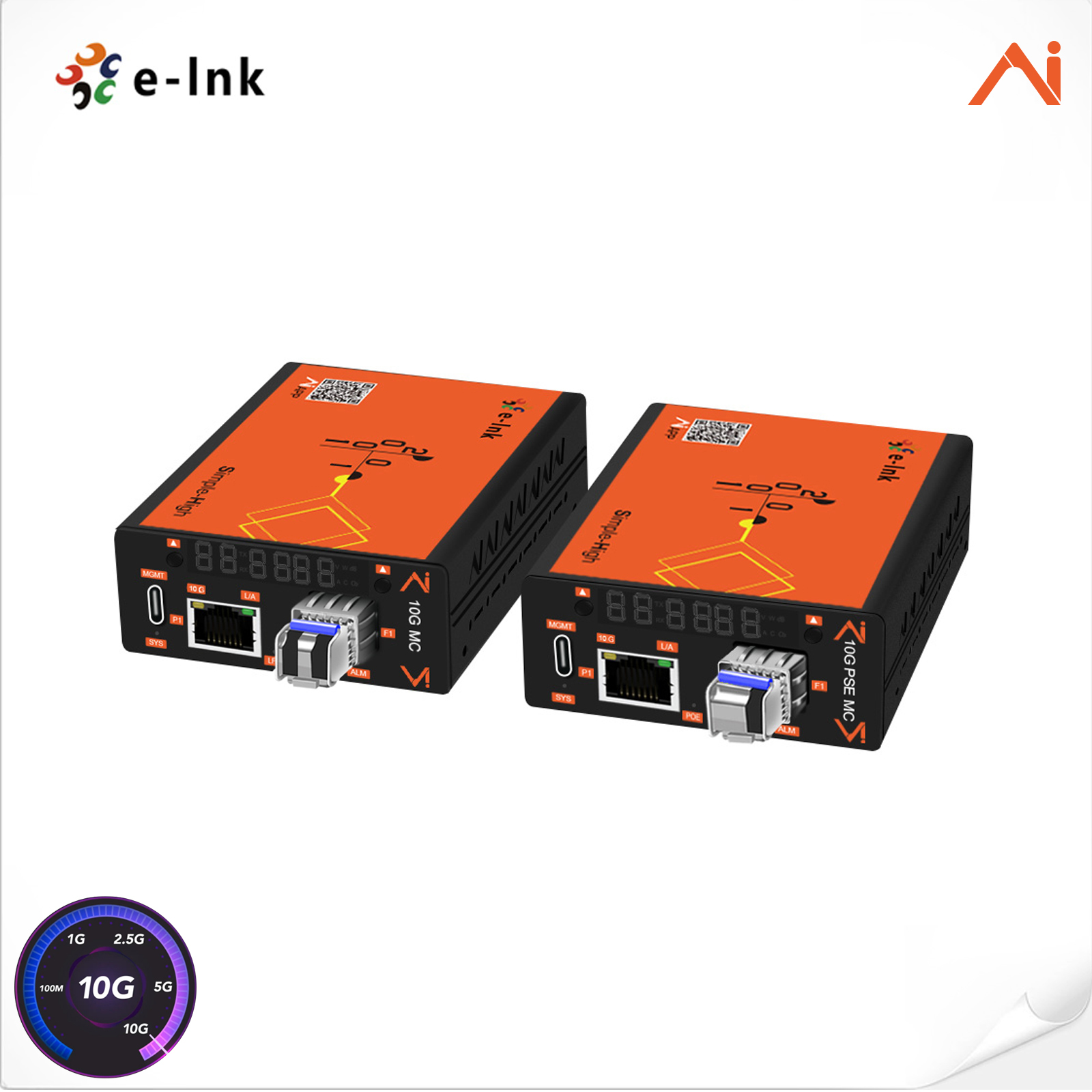 AI Smart Managed 10G/5G/2.5G/1G/100M RJ45 to 10G SFP+ PoE Fiber Media Converter