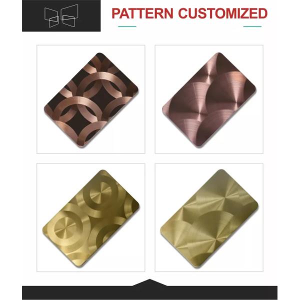 Anticorrosive Gold Etched Stainless Steel Sheet Acid Resistant PVD Finish