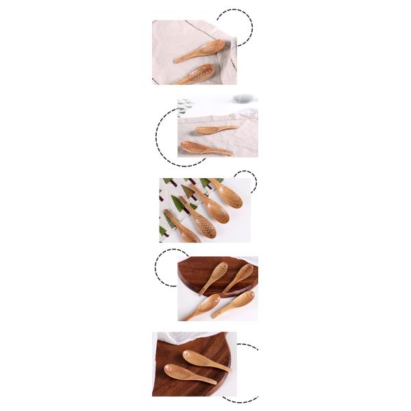 Nanmu Wooden Cooking Utensils Lacquered Fish Shaped  Kitchenware Cutlery Set