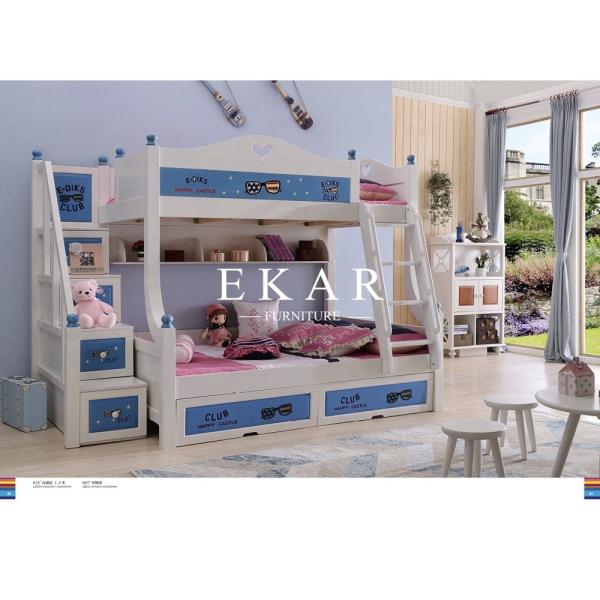 Double-deck bed with guardrail Children Bed