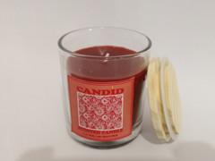 Decor candle, round glass scented candle with wooden lid